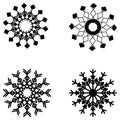 Set of cut out snowflakes isolated on white background. Winter christmas decoration. Black paper decoration collection for Royalty Free Stock Photo