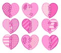 Set of cut pink vector hearts. Image for greeting card for Valentine`s Day.