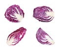 Set of cut red cabbages isolated Royalty Free Stock Photo