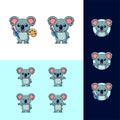 Set of koala painting mascot cartoon template Royalty Free Stock Photo