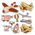 Set of cute airplane elements. Vector illustration.