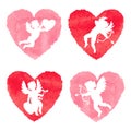 Set of cute angels and hearts.