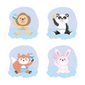 Set of cute animal with rattles and diaper
