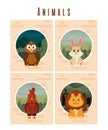 Set of cute animals cards