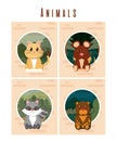 Set of cute animals cards