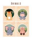 Set of cute animals cards