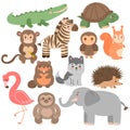 Set of cute animals in cartoon style isolated on white background. Vector graphics Royalty Free Stock Photo