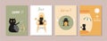 Set of cute animals design .cat,poster,template, cards,cats,Vector illustrations. Royalty Free Stock Photo