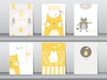 Set of cute animals poster,template,cards,cats,Vector illustrations