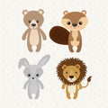 Set cute animals wildlife icon