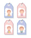 Set of cute babies inside labels vector design
