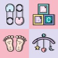 Set cute babies tools icons