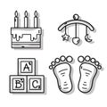 Set cute babies tools icons