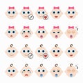 Set of cute baby emoticons. Royalty Free Stock Photo