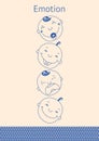 Set of cute baby emoticons,Vector illustrations Royalty Free Stock Photo