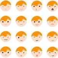 Set of cute baby faces showing different emotions, illustration icons. Royalty Free Stock Photo