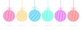 Set of cute balls in pastel colors red, yellow, pink, blue, green, purple. Royalty Free Stock Photo