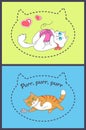 Set of Pretty Banners with Playing Funny Cats Royalty Free Stock Photo