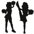 Silhouette Girls are cheerleaders Royalty Free Stock Photo