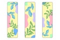 Set of Cute Bookmarks, Nature Based Theme and Cute Doodle Leafs and Design,Cute bookmarks Set,Colorful Bookmarks Royalty Free Stock Photo