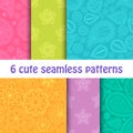 Set of cute bright seamless patterns. Abstract geometric background Royalty Free Stock Photo