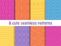 Set of cute bright seamless patterns. Abstract geometric background Royalty Free Stock Photo