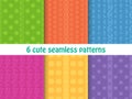 Set of cute bright seamless patterns. Abstract geometric background