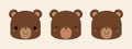 Set of cute brown bear cartoon icons. Royalty Free Stock Photo