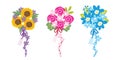 Set of cute bunch of flower balloon line hand drawn cartoon.Nature collection