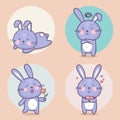 Set of cute bunny rabbit character with different emotions Royalty Free Stock Photo