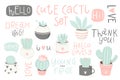 Set with cute cacti and lettering. Cute summer theme cactus.
