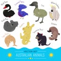 Set of cute cartoon australian animal icon