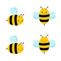 Set of cute cartoon bees. Funny happy bee characters for kids Royalty Free Stock Photo