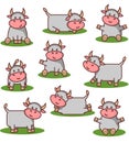 Set of cute cartoon bulls Royalty Free Stock Photo