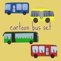 Set of cute cartoon buses