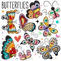 Set of Cute cartoon Butterflies Royalty Free Stock Photo