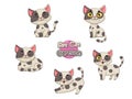 Set Cute Cartoon Cat Characters. Vector illustration With Cartoon Funny Animal Frame Royalty Free Stock Photo