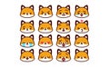 Set Of Cute Cartoon Cat Icons Isolated