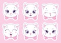 Set of cute cartoon cats emoticons