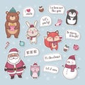 Set of cute cartoon characters for Christmas Royalty Free Stock Photo