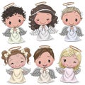 Cute Cartoon Christmas angels isolated on white background
