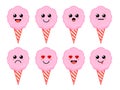 Set of cute cartoon colorful cotton candy with different emotions. Funny emotions character collection for kids