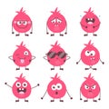 Set of cute cartoon colorful monster emotions. Funny emoticons emojis collection for kids. Fantasy characters. Vector