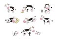 Set with cute cartoon cow. Farm animals Royalty Free Stock Photo