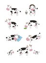 Set with cute cartoon cow. Farm animals Royalty Free Stock Photo