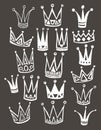 Set of cute cartoon crowns. Hand drawing vector