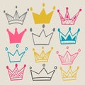 Set of cute cartoon crowns.