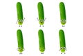 Set of cute cartoon cucumber vegetables vector character set isolated on white background Royalty Free Stock Photo