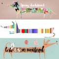 Set with cute cartoon dachshunds Royalty Free Stock Photo