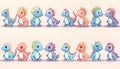 Set of cute cartoon dinosaurs on a light background. Vector illustration Royalty Free Stock Photo